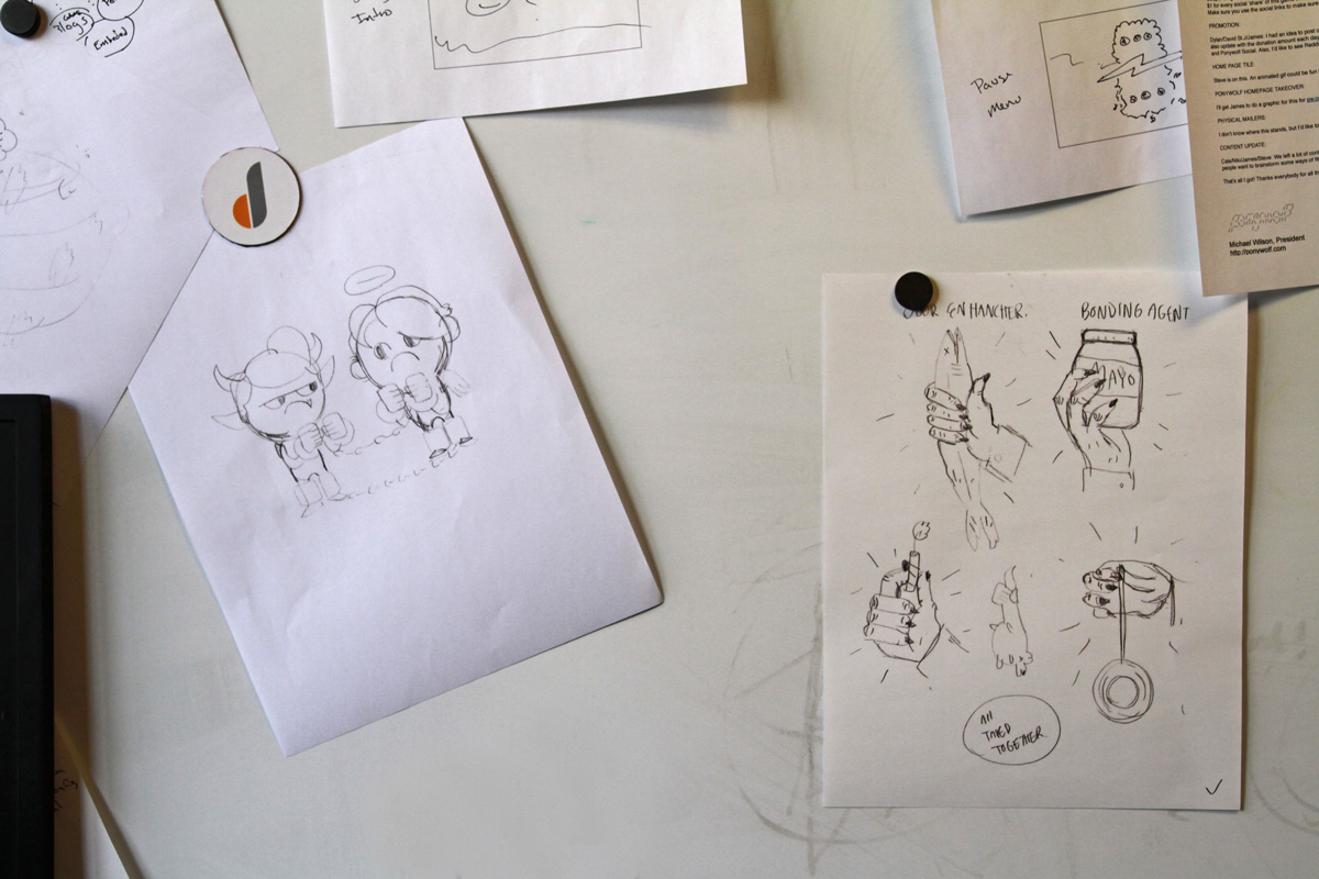 Sketches for Ponywolf's upcoming game "Deadweight".