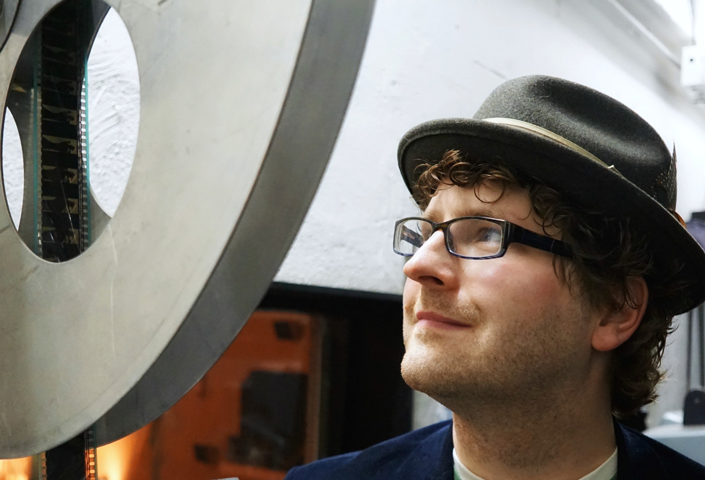 Wyatt Werner with movie projector