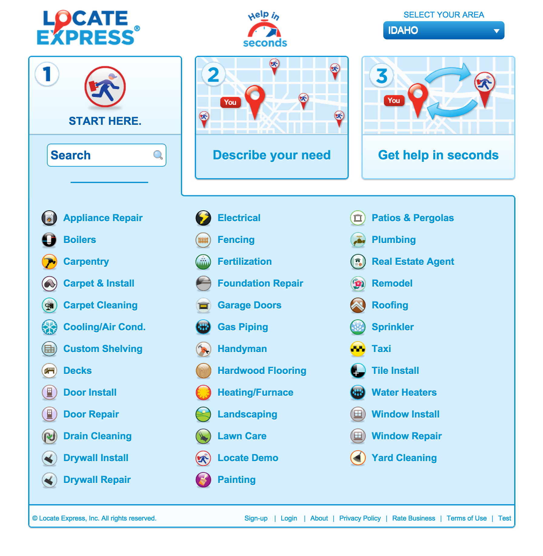 Screenshot of Locate Express