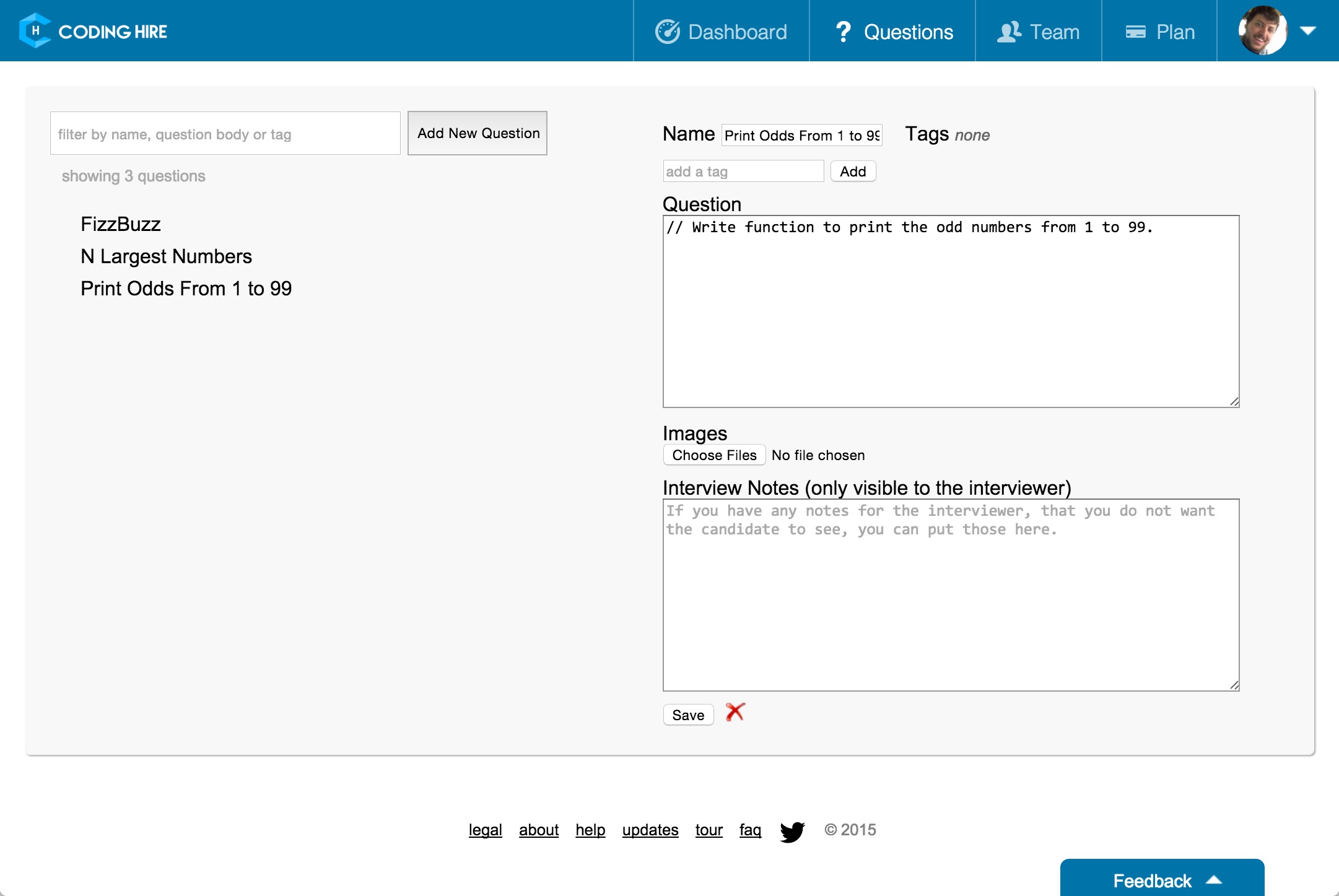 Coding Hire Question Manager
