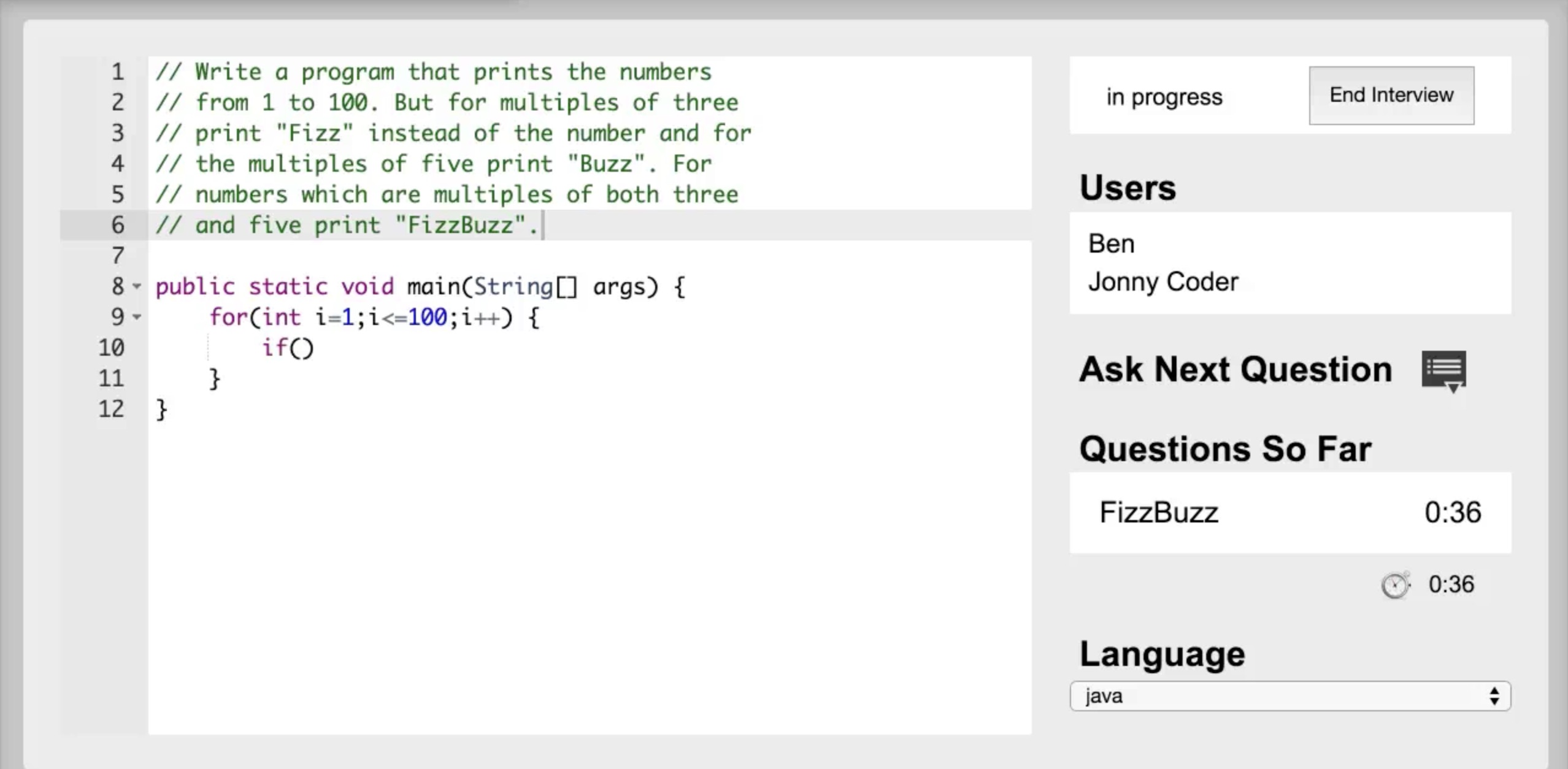 Coding Hire real-time coding test