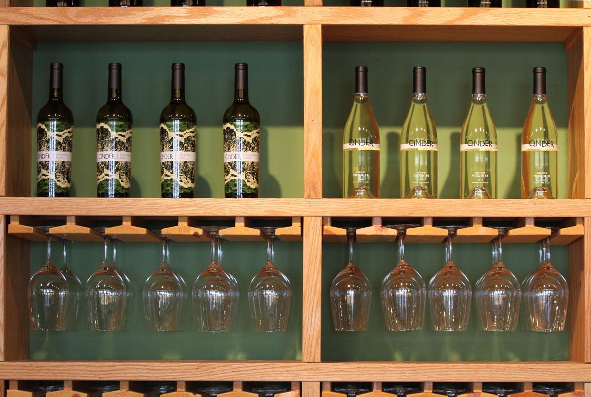 Cinder wines on display