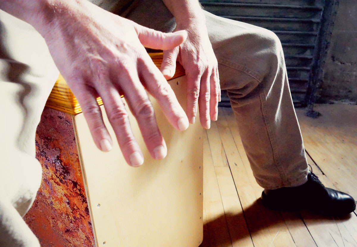 Todd playing the cajon