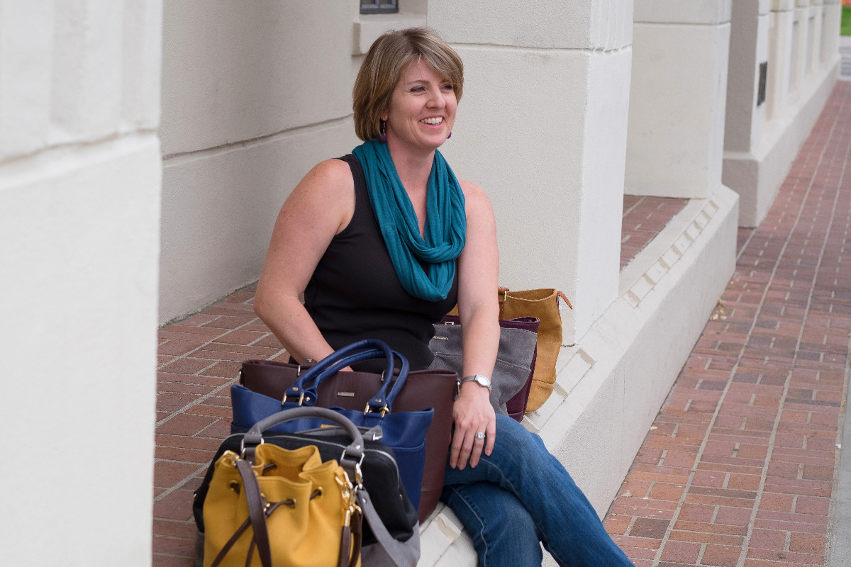 Bella Modi founder Kim Mitchell-Catlett with purses